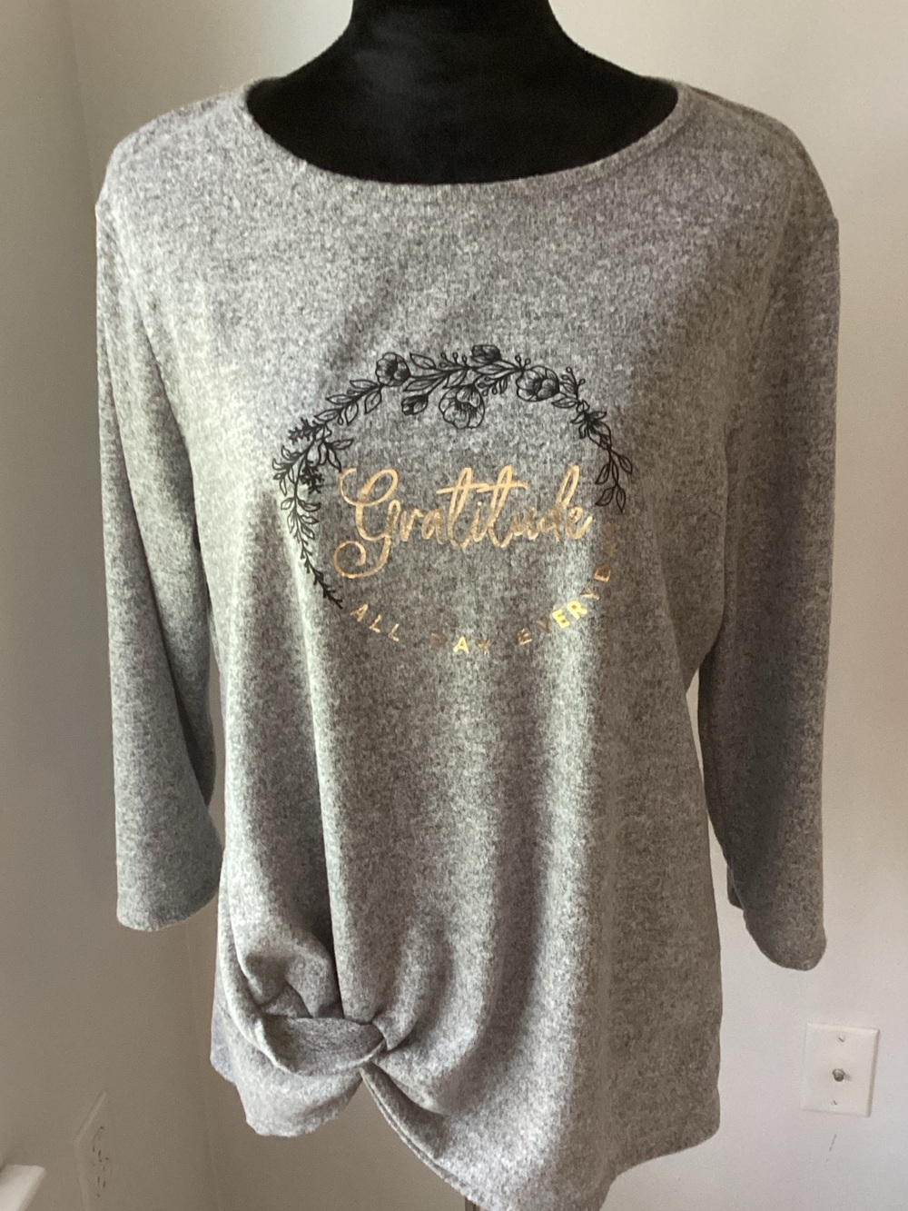 "Gratitude" Knit Top with Gold Script